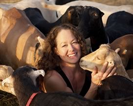 Lois and the goats of Reichert's Dairy Air welcome you!